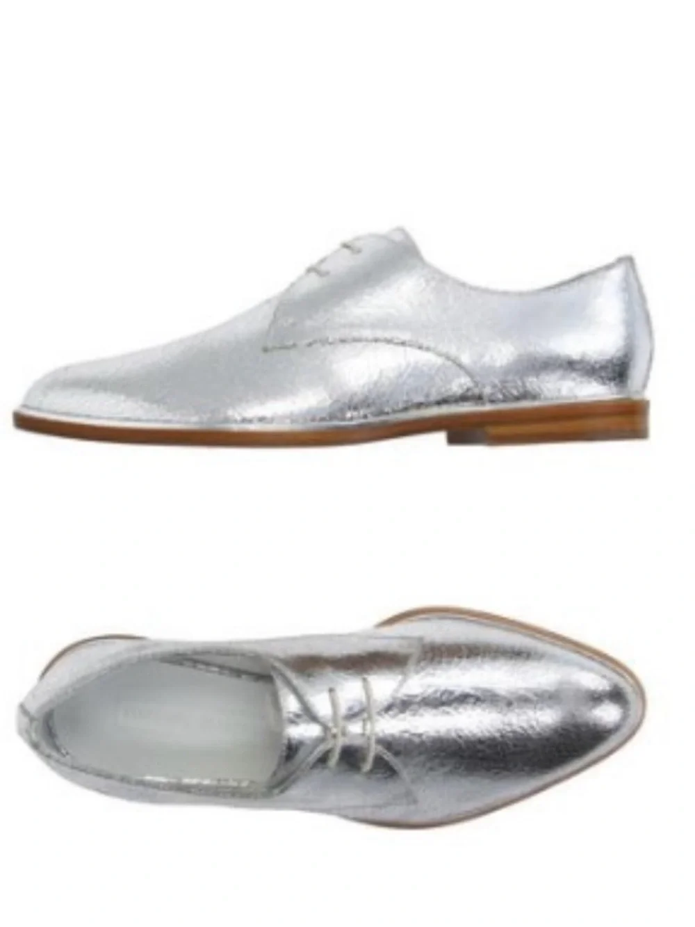 Veronique Branquinho Silver Lace-Up Flats / Oxford Shoes